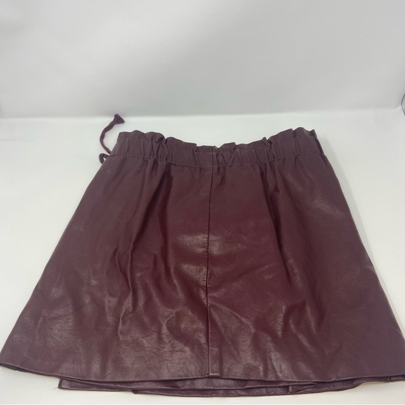 Vegan Leather Maroon Skirt - Picture 2 of 4
